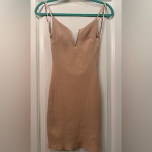 blanc V-neck Backless Dress